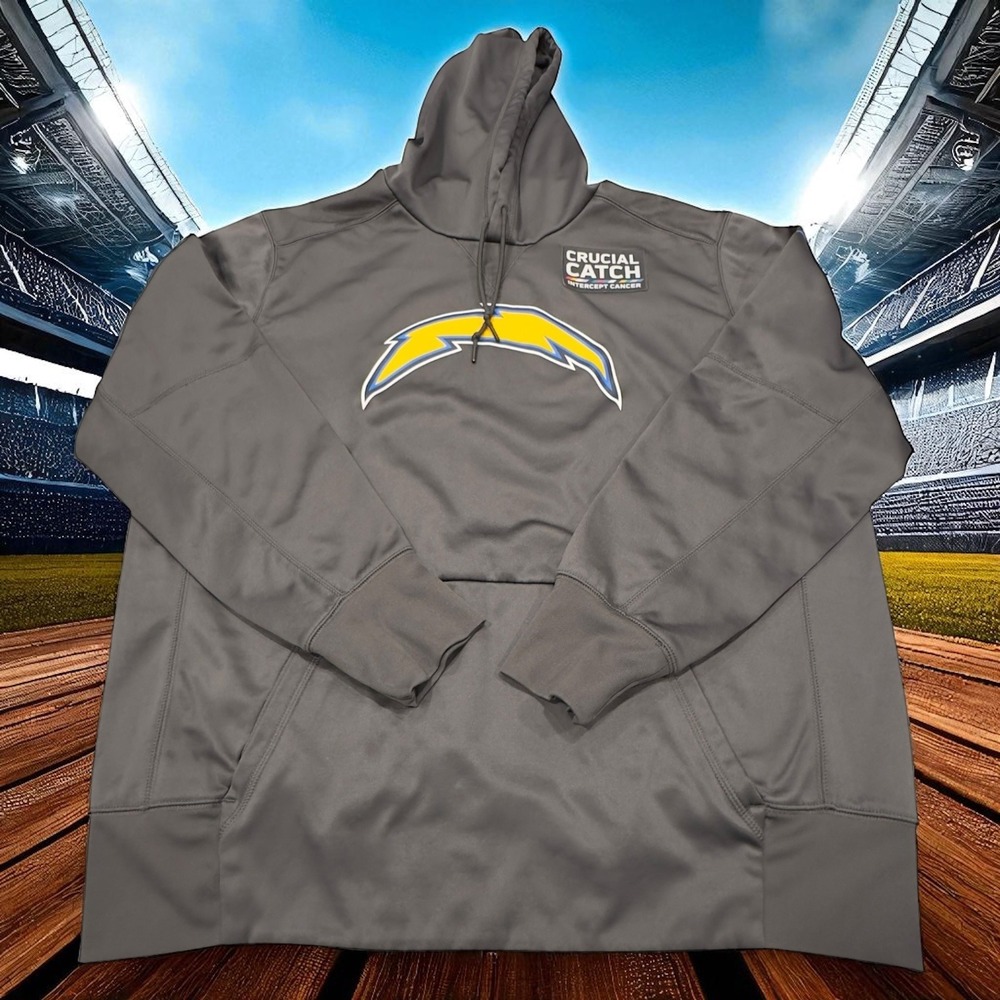 Nike NFL Chargers Crucial Catch Hoodie Mens XL Gray Football‎ Pullover